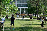 'Frisbee Toss Demo' az ÁOK parkjában